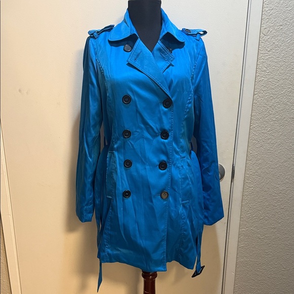 Cotton Candy Jackets & Blazers - Cotton Candy Vibrant Blue Trench Coat